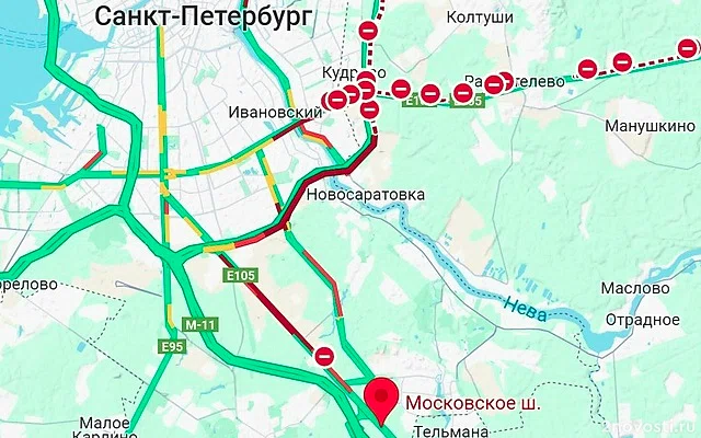 Автобусы задерживаются на полчаса из-за пробок на юге Петербурга — Новости