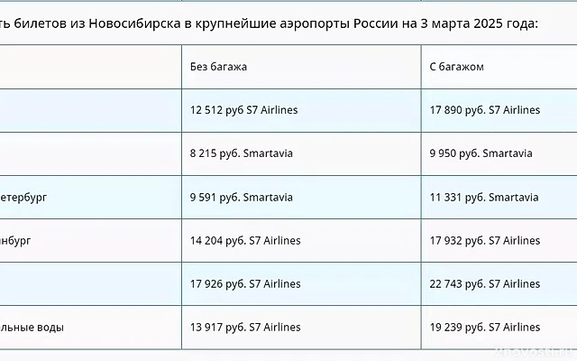 В АТОР назвали авиаперелеты из Новосибирска самыми дорогими в России — Новости